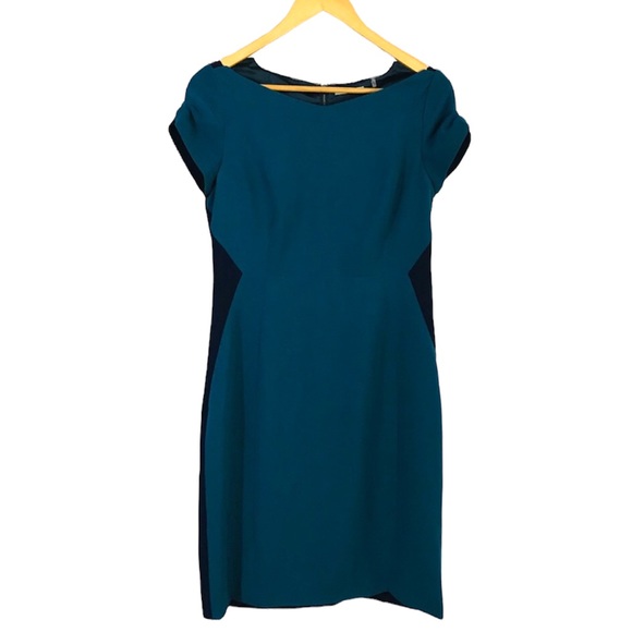 T Tahari Blue Color Block Dress Sz US 8 - Picture 1 of 7